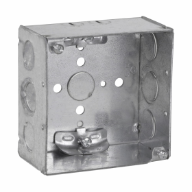 Crouse-Hinds TP450 4 In. Square 2-1/8 In. Deep Welded Steel Box with NMB Clamps and Ground Bump 1/2 & 3/4 In. Knockouts